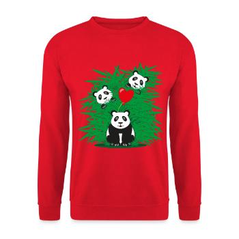 Liebe Panda Familie mit rotem Herz. - Unisex Pullover - Rot - Vorne - Alina (178cm) & Michal (187cm)