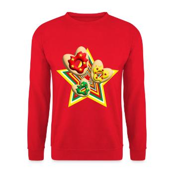 Herz Donuts mit Stern zu Weihnachten. - Unisex Pullover - Rot - Vorne - Alina (178cm) & Michal (187cm)