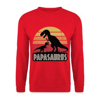 Papasaurus - Unisex Pullover - Rot - Vorne - Alina (178cm) & Michal (187cm)