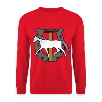 Berufe Hufschmied Hufeisen Schmied Pferd Job Beruf - Unisex Pullover - Rot - Vorne - Alina (178cm) & Michal (187cm)
