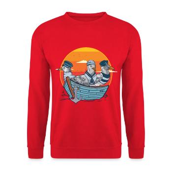 Mouettes Mouettes Oiseaux de mer Bateau Marins Marins - Sweat-shirt Unisexe - rouge - Devant - Alina (178cm) & Michal (187cm)