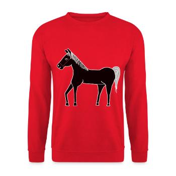 Reite1 Reiterin Pferdenarren Reitsport Reiterhof - Unisex Pullover - Rot - Vorne - Alina (178cm) & Michal (187cm)