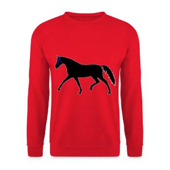 Pferd Rappe Hengst Reiterin Reiter Pferde Ross - Unisex Pullover - Rot - Vorne - Alina (178cm) & Michal (187cm)