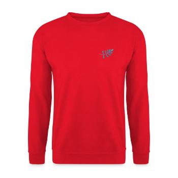 Feuille bleu clair brodée - Sweat-shirt Unisexe - rouge - Devant - Alina (178cm) & Michal (187cm)