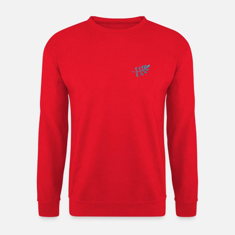 Light blue leaf embroidered - Unisex Sweatshirt - red
