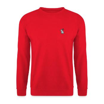 Hase bestickt - Unisex Pullover - Rot - Vorne - Alina (178cm) & Michal (187cm)
