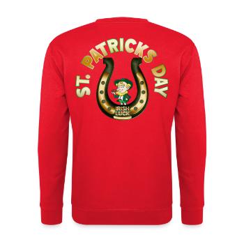 St Patricks Day Leprechaun Horseshoe - Unisex Sweatshirt - red - Back - Michal (187cm)