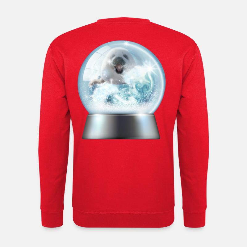 Schneekugel Welpe im Winter Glint - Unisex Pullover - Rot