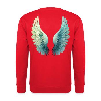 Aqua Pastell Flügel für Gelassenheit - Unisex Pullover - Rot - Hinten - Michal (187cm)