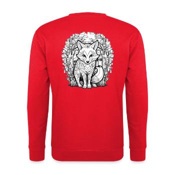 Forest Love Fox Illustration - Unisex Sweatshirt - red - Back - Michal (187cm)