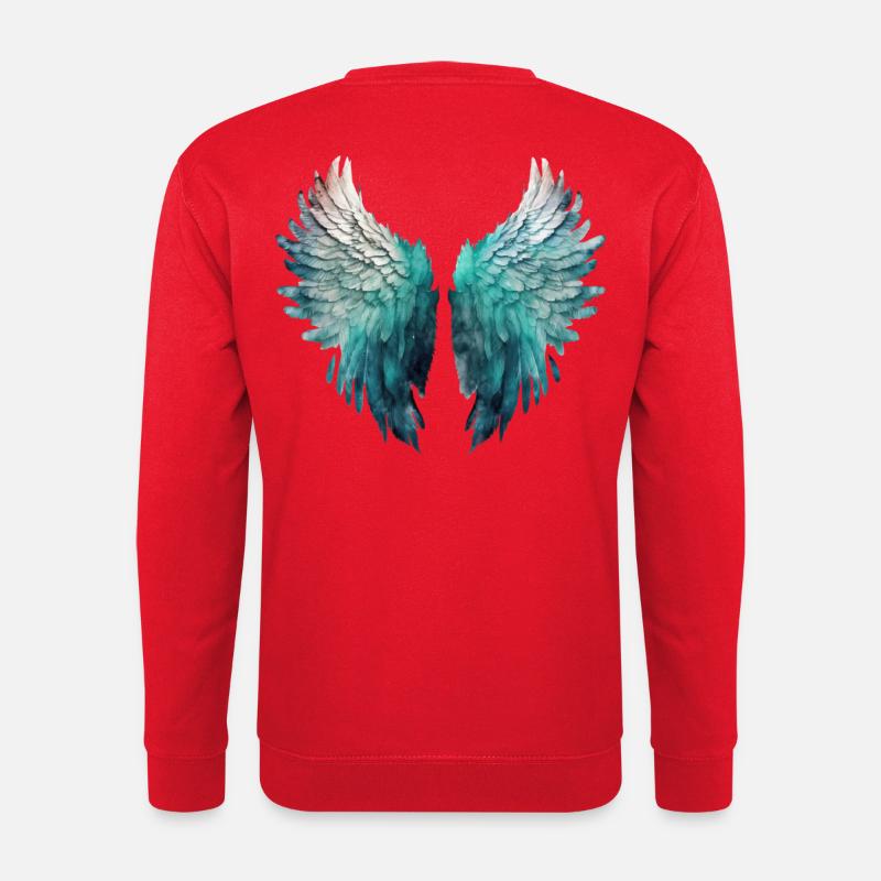 Bemalte aquatische Engelsflügel - Unisex Pullover - Rot