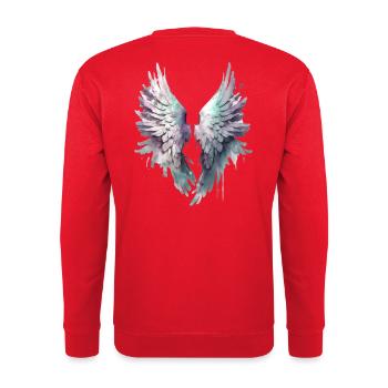 Pastellfarbene Aquarellflügel - Unisex Pullover - Rot - Hinten - Michal (187cm)