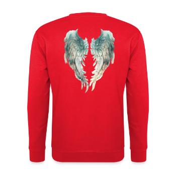 Ailes en aquarelle bleues - Sweat-shirt Unisexe - rouge - Dos - Michal (187cm)