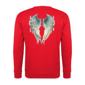 Watercolor Aquatic Angel Wings - Unisex Sweatshirt - red - Back - Michal (187cm)