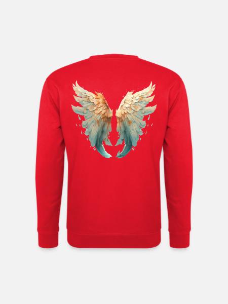 Orange turquoise watercolor wings - Unisex Sweatshirt - red