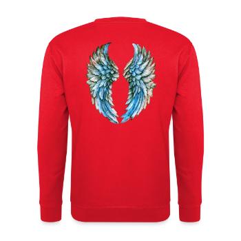 Flying Angel Wings in Watercolor - Unisex Sweatshirt - red - Back - Michal (187cm)