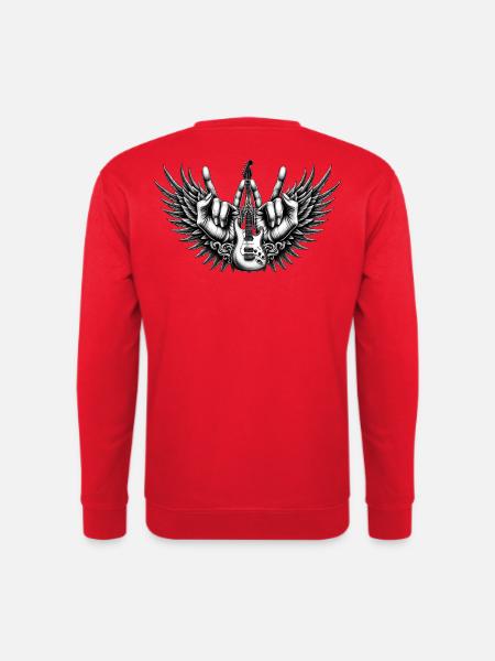 flügel gitarre metalgabel hände metal - Unisex Pullover - Rot