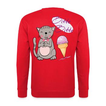 Chat avec cornet de crème glacée - Sweat-shirt Unisexe - rouge - Dos - Michal (187cm)