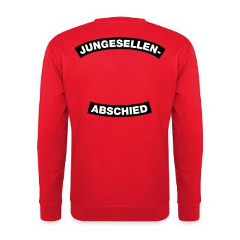 Junggesellenabschied Rahmen (JGA MC-Rocker-Design) - Unisex Pullover - Rot - Hinten - Michal (187cm)