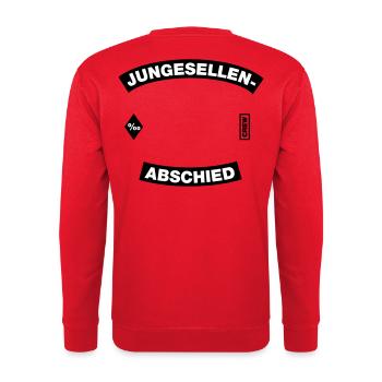 Junggesellenabschied Rahmen (JGA MC-Rocker-Design) - Unisex Pullover - Rot - Hinten - Michal (187cm)