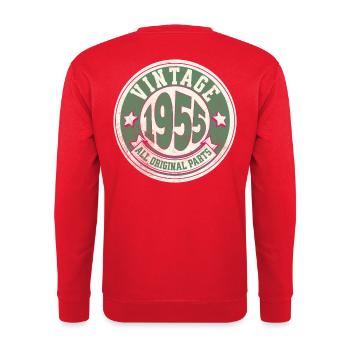Design Vintage 1955 Alle Originalteile - Unisex Pullover - Rot - Hinten - Michal (187cm)