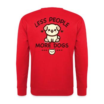 Cadeau humour Moins de gens plus de chiens - Sweat-shirt Unisexe - rouge - Dos - Michal (187cm)