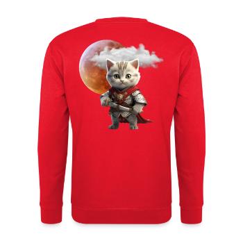 Knight Kitten Under Lunar Moon - Unisex Sweatshirt - red - Back - Michal (187cm)