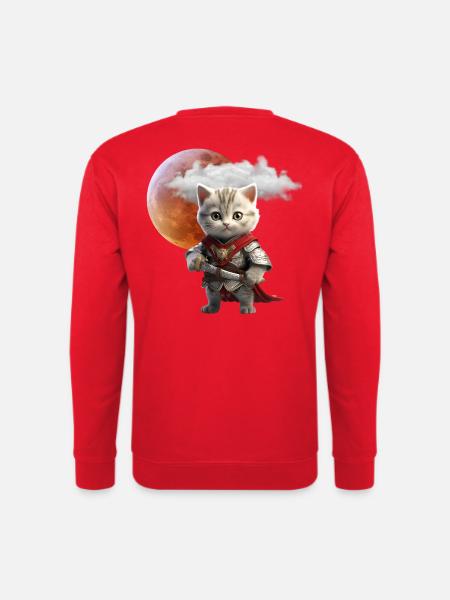 Knight Kitten Under Lunar Moon - Unisex Sweatshirt - red