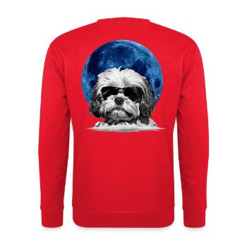 Impression d’art cool Shih Tzu  - Sweat-shirt Unisexe - rouge - Dos - Michal (187cm)