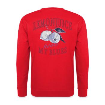 Zitronen Heilen Blues Graphic - Unisex Pullover - Rot - Hinten - Michal (187cm)