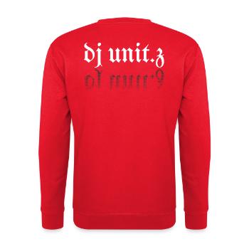 dj unit.z ohne Schnörkel - Unisex Pullover - Rot - Hinten - Michal (187cm)