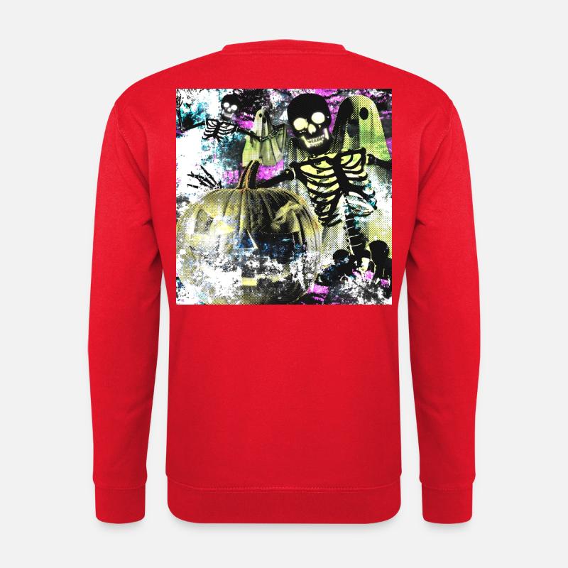 Spukende Kürbisskelette im Neonwald - Unisex Pullover - Rot