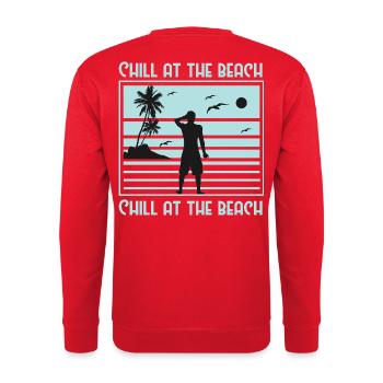 Relaxed Beach Silhouette Design - Unisex Pullover - Rot - Hinten - Michal (187cm)