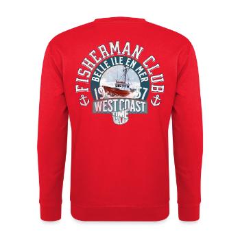 Klassischer Fischerkabeljau Belle Ile en Mer - Unisex Pullover - Rot - Hinten - Michal (187cm)