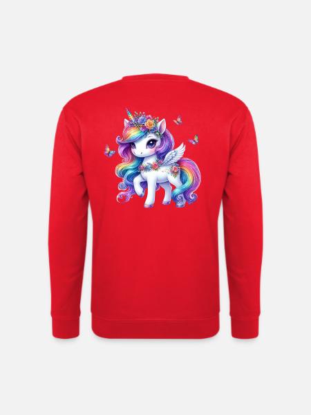 Regenbogenblüte Einhorn Flügel - Unisex Pullover - Rot
