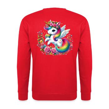 Licorne fleur arc-en-ciel - Sweat-shirt Unisexe - rouge - Dos - Michal (187cm)