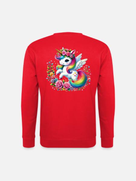 Regenbogen Fleur Einhorn - Unisex Pullover - Rot