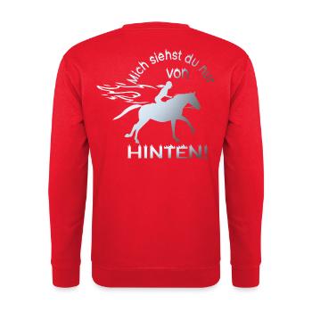 Reiterin Galopp - Mich siehst du nur von hinten - Unisex Pullover - Rot - Hinten - Michal (187cm)