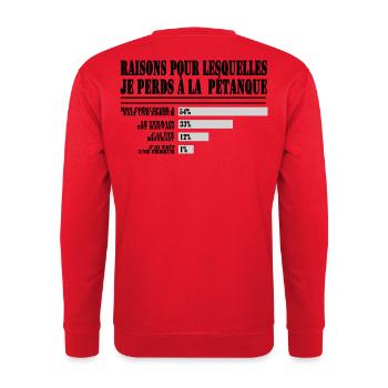 pour les Fans de Pétanque - Sweat-shirt Unisexe - rouge - Dos - Michal (187cm)