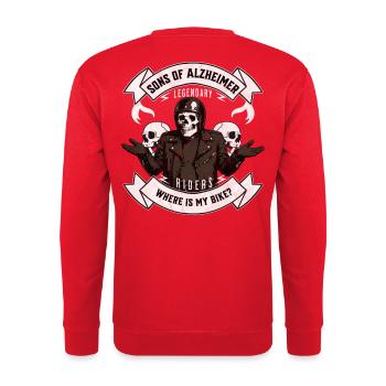 Sons of Alzheimer Where is my bike? Shrug Skeleton - Unisex Sweatshirt - red - Back - Michal (187cm)