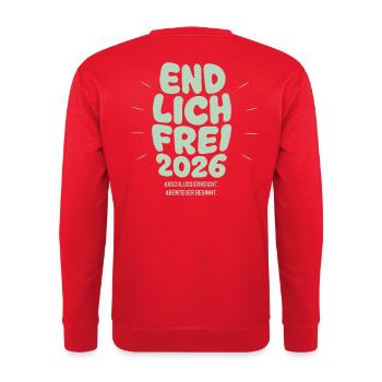 Endlich Frei - Abschluss 2026 - Unisex Pullover - Rot - Hinten - Michal (187cm)