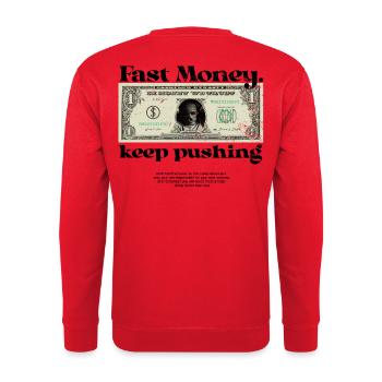 Fast Money - Sweat-shirt Unisexe - rouge - Dos - Michal (187cm)