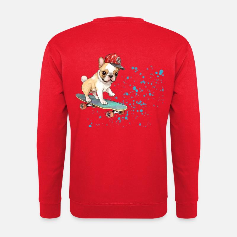 Skateboard Bulldog with Cap - Unisex Sweatshirt - red