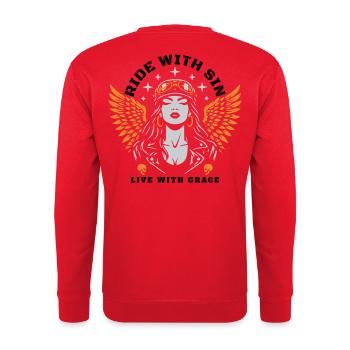 ROULEZ AVEC SIN EN DIRECT AVEC GRACE - Sweat-shirt Unisexe - rouge - Dos - Michal (187cm)