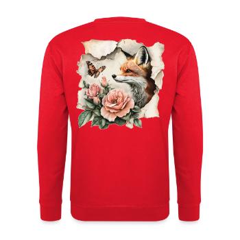 Fox with Butterfly - Unisex Sweatshirt - red - Back - Michal (187cm)