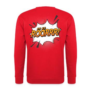 Rröööörrrrr - Unisex Pullover - Rot - Hinten - Michal (187cm)