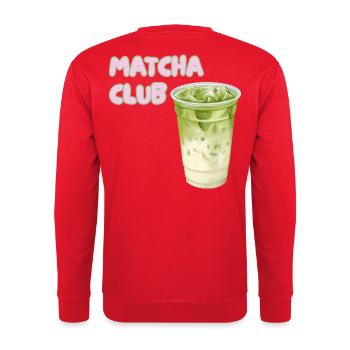 Matcha Club Latte Grafik - Unisex Pullover - Rot - Hinten - Michal (187cm)