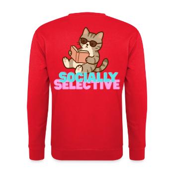 Lecture sélective sociale des chats - Sweat-shirt Unisexe - rouge - Dos - Michal (187cm)