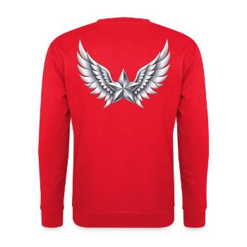 Engelsflügel Stern - Unisex Pullover - Rot - Hinten - Michal (187cm)