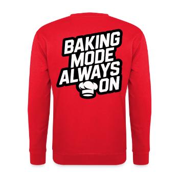 Backmodus immer an lustiger Back Spruch - Unisex Pullover - Rot - Hinten - Michal (187cm)